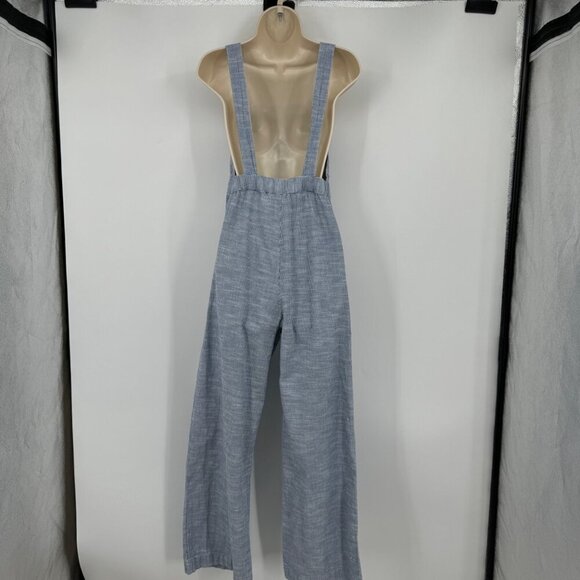 JAPNA Women's Size M Romper Jumpsuit Blue Striped straight  Leg 100% Cotton Casu - Picture 10 of 14